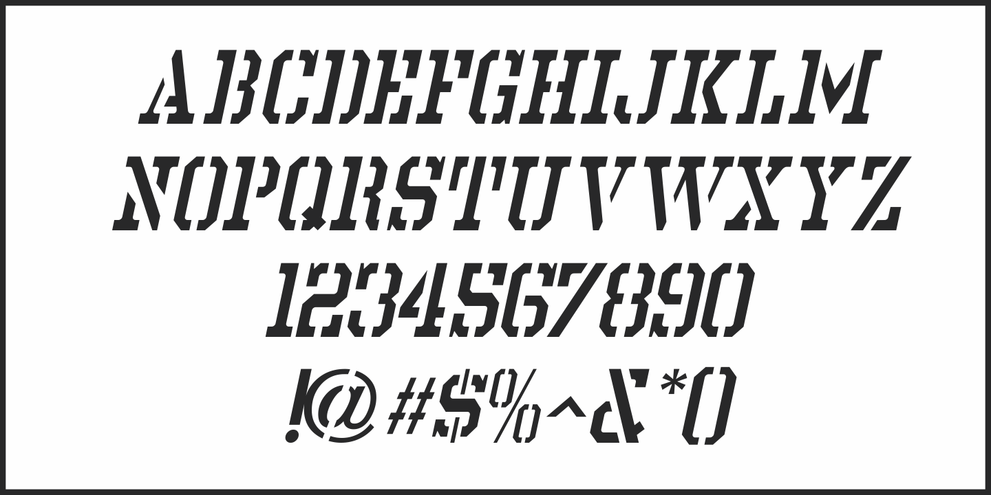 Stencil Chamfer JNL Regular Font preview